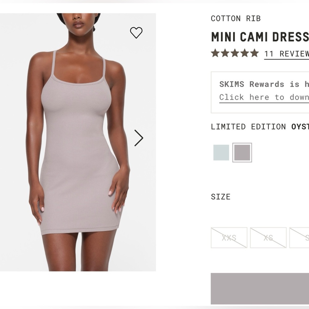 SKIMS Cotton Rib Cami Mini Dress in Oyster Size Small